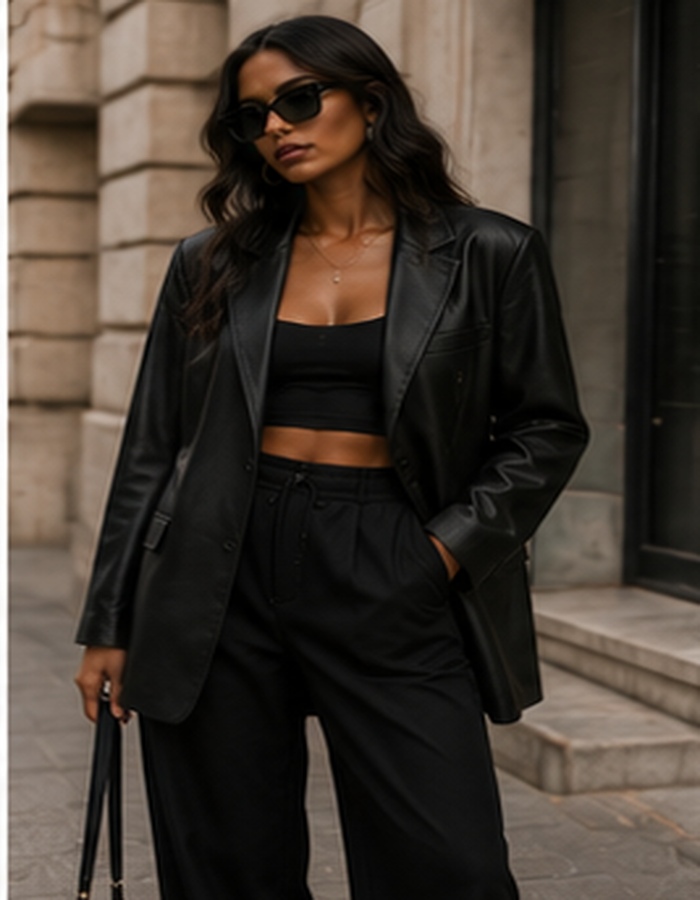 Faux Leather Blazer